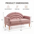 thumbnail image 2 of 49 Inch Small Loveseat Sofa for Small Spaces,Mid Century Modern Linen Upholstered 2 Seat Couch with Rainbow Backrest,Pink, 2 of 9