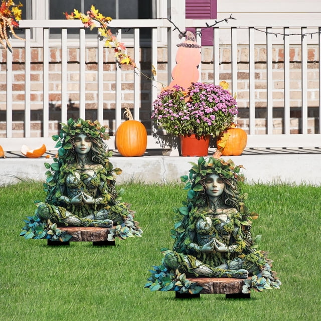 Estatua Acrílica Verde de La Naturaleza para Exteriores, Ideal para Césped, Suelo o Decoración de Patios. Resistente a La Intemperie. Adorno Relajante para Exteriores.