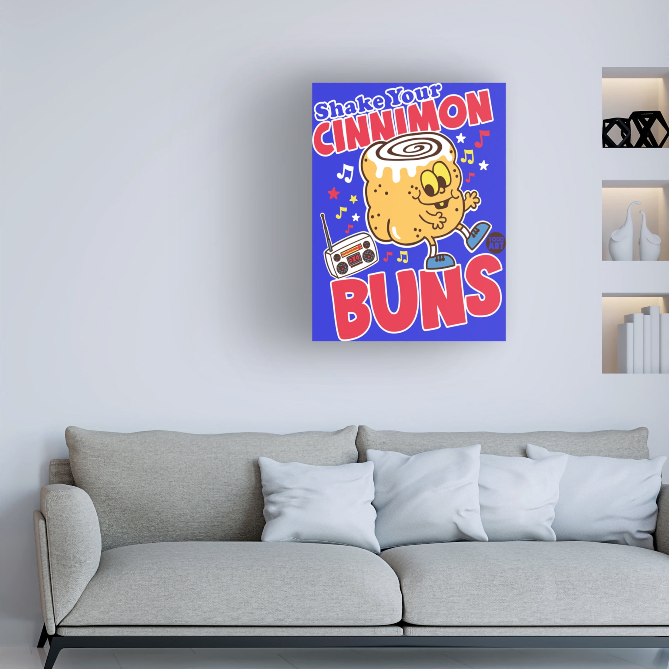 Canvas Wall Art - toddart 'Funshine Cinnamon Buns' Wall Art for Living Room, Bedroom, or Office Décor by Trademark Fine Art - 14 x 19 Inches