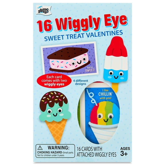 Sweet Treats Wiggly Eye Classroom Valentine Exchange Cards Set
