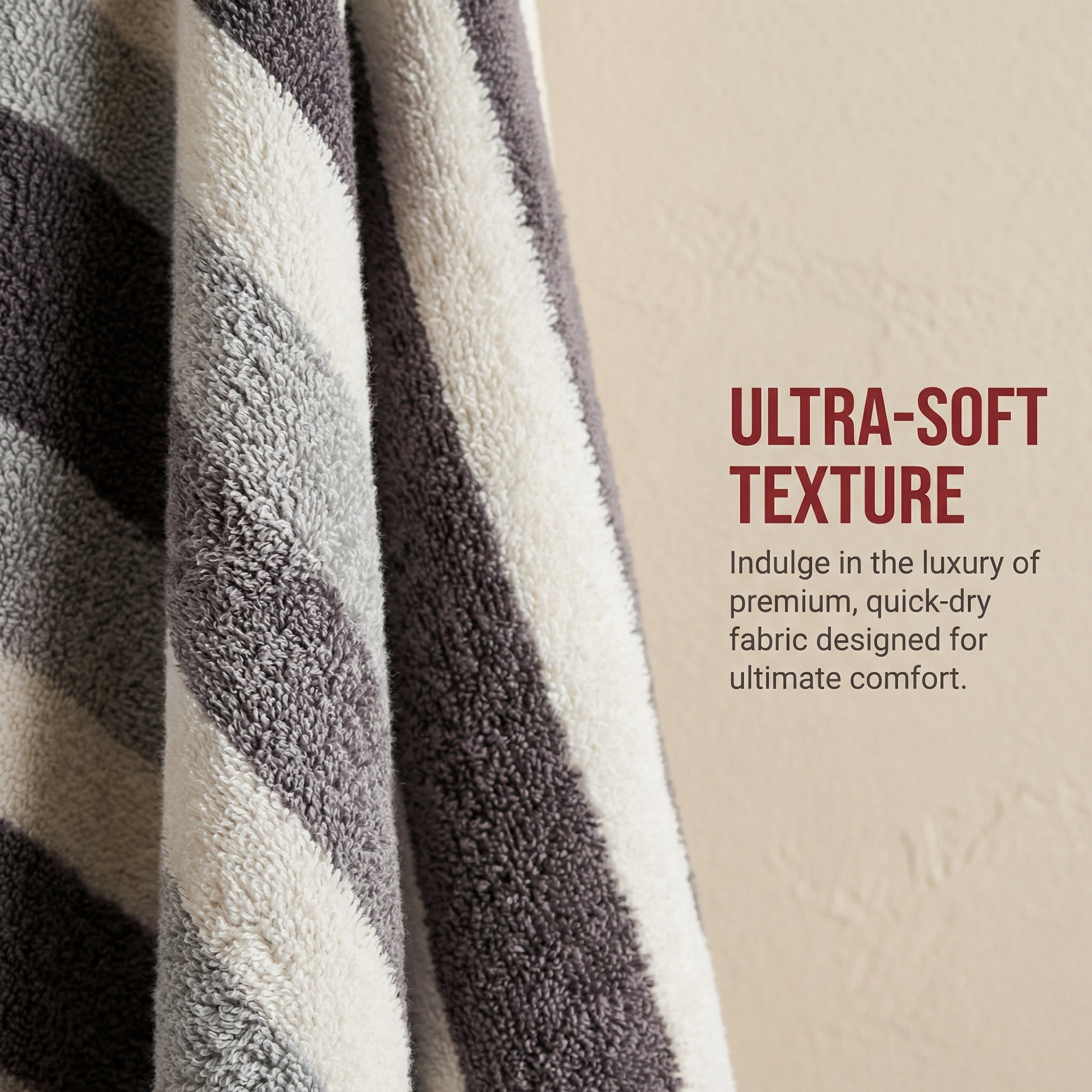 Unique Bargains Thick Absorbent Bath Towel 2 Pack Grey/White 71" x 35"/55" x 28"