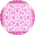 thumbnail image 1 of Ahgly Company Indoor Round Oriental Pink Traditional Area Rugs, 3' Round, 1 of 4