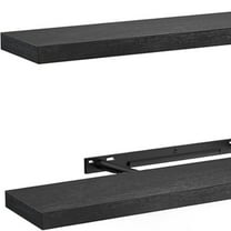 HOMEFURNISHING Floating Shelves, 32″ Large Wall Mounted Shelves for Bathroom, Bedroom, Living Room, Kitchen, Office, Hanging Shelf for Wall Décor Storage, Set of 2, Black