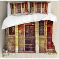 thumbnail image 3 of Venice Duvet Cover Set, Desolated Aged Timeworn Italian Building and Water Canal Vintage Historical, Decorative 3 Piece Bedding Set with 2 Pillow Shams, Queen Size, Orange Brown Green, by Ambesonne, 3 of 3