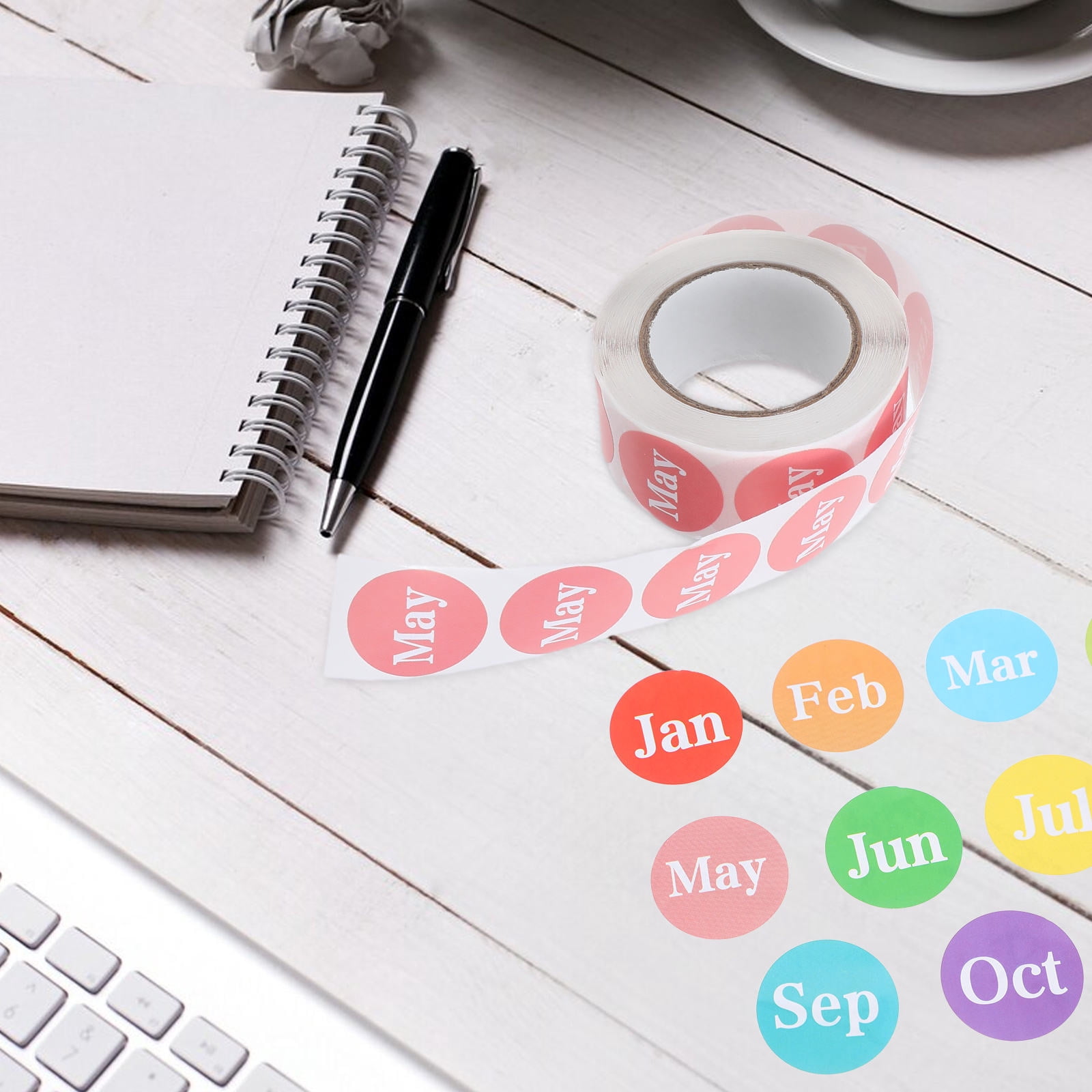 RENACLIPY Assorted Color Round Monthly Planner Stickers Self-Adhesive Labels for Calendar, Office, and Daily Organization