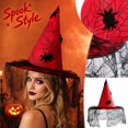 thumbnail image 2 of Womens Halloween Witch Hat with Mesh Veil, Pointed Cone Costume Hat for Party Dress Up Cosplay Haunted House, Wizard Headwear Red, 2 of 6