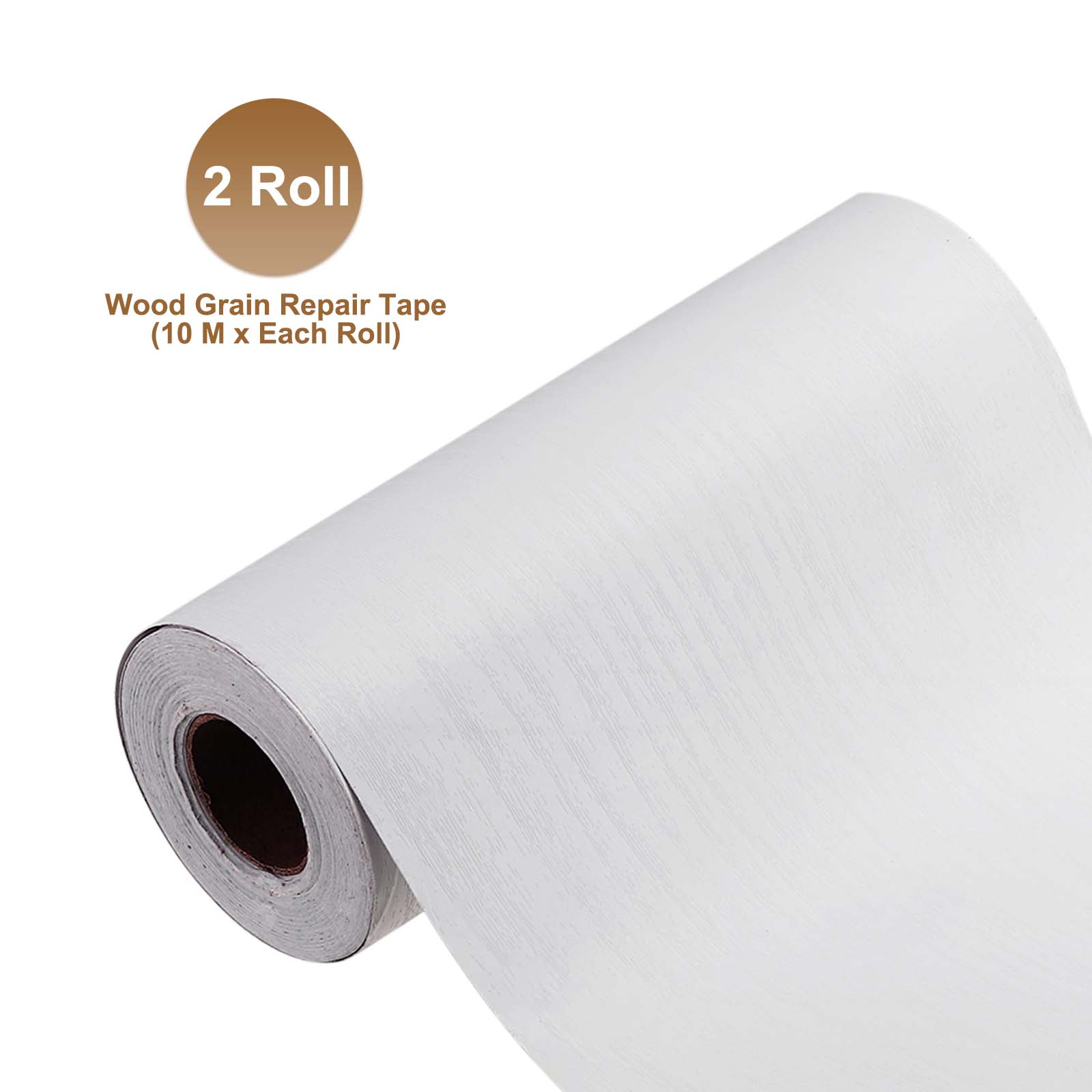 6 Inch x 66ft Wood Grain Repair Tape, Self Adhesive Realistic Textured Repair Tape Patch for Floor Door Table Cabinets Desk, White