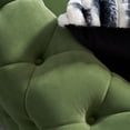 thumbnail image 5 of 84.25'' Tufted Velvet Sofa, 3-Seater Sofa with 2 Pillows and Armrests, Modern Chesterfield Living Room Sofa Couch for Living Room, Conference Room, Mint Green, 5 of 9