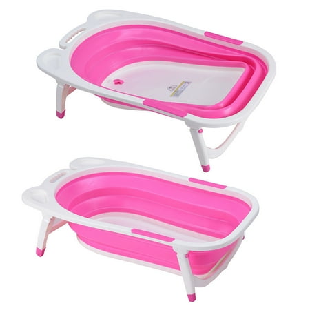 Costway Pink\Blue\ Green Baby Folding Bathtub Infant Collapsible Portable Shower Basin w/