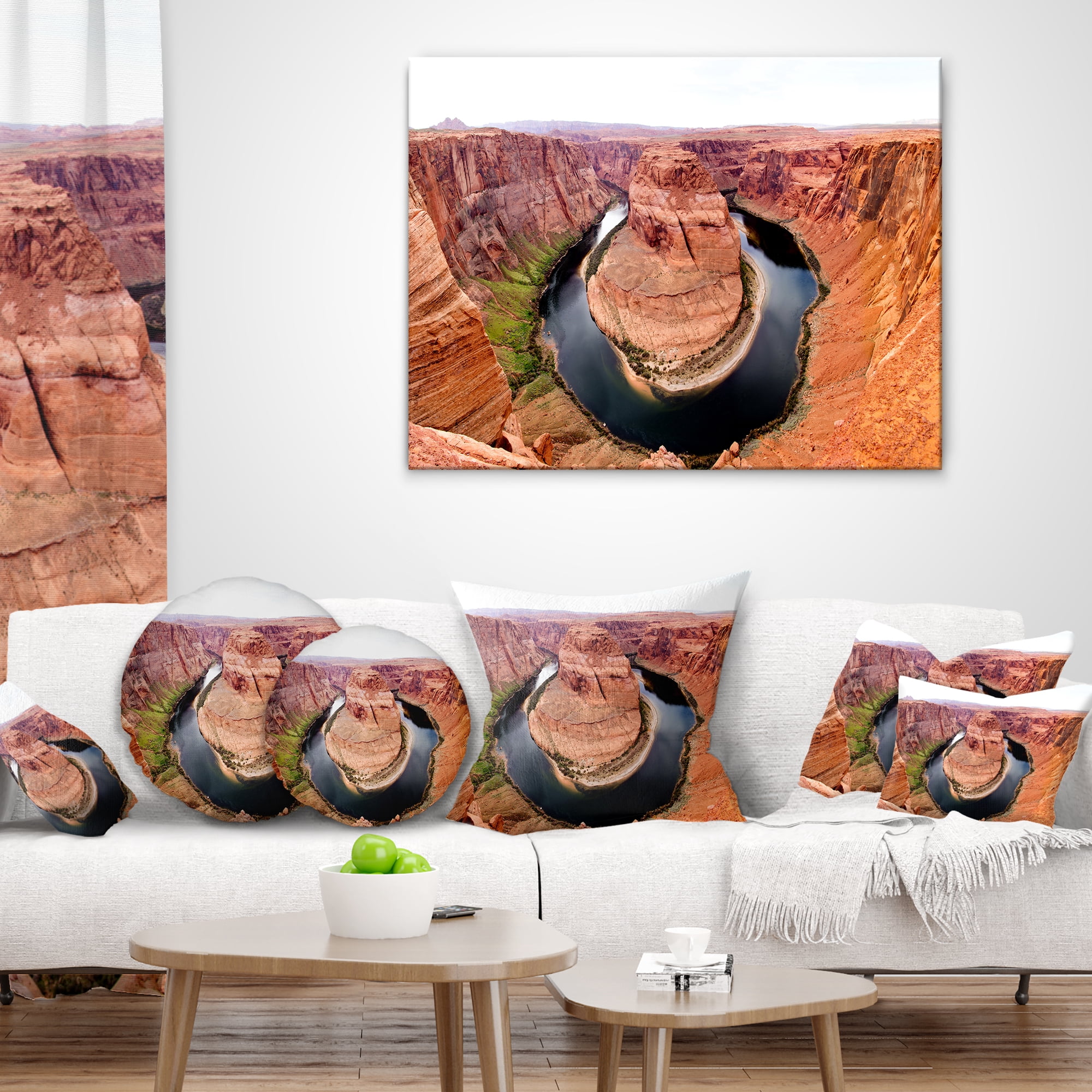 Designart Horse Show at Grand Canyon - Landscape Photography Throw Pillow - 16x16