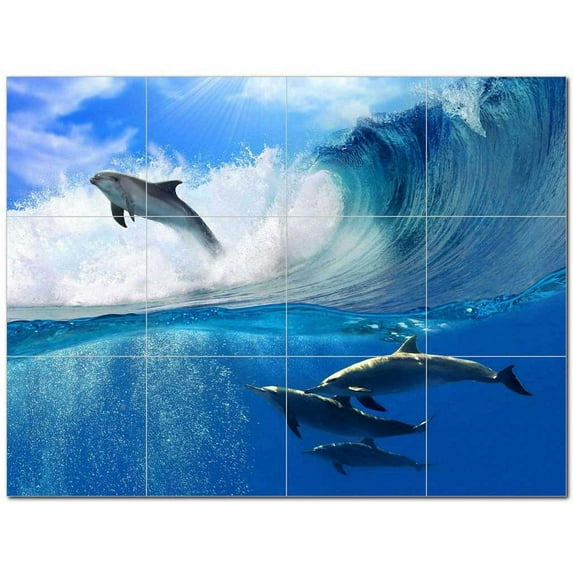 Dolphin Picture Ceramic Tile Mural Kitchen Backsplash Bathroom Shower 404720-S43