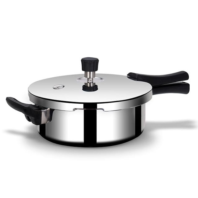 Stellar Stainless Steel Mirror Finish Pressure Cooker Lid With Gasket 3.5 Liters | Rivet Less Handle | Induction & Gas Base | 7 Yrs Warranty
