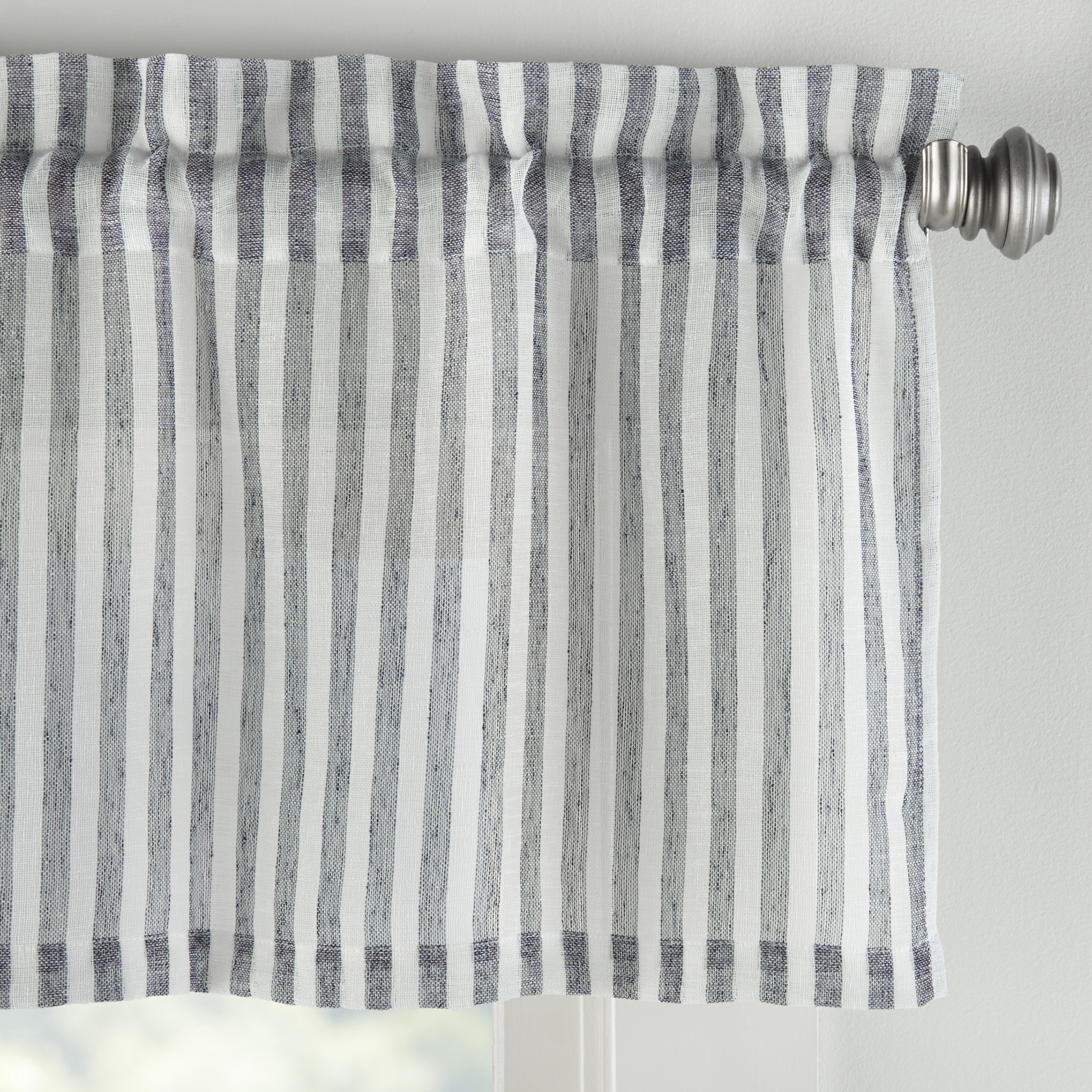 Mainstays Light Filtering Rod Pocket Stripe Curtain Tier and Valance ...