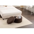 thumbnail image 6 of 007-Soft Boucle Storage Ottoman, Round Footrest Stool for Living Room Bedroom or Office, Brown, 6 of 9