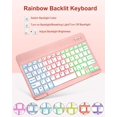 thumbnail image 6 of 7 Rainbow Backlight Rechargeable Detachable Keyboard Kit with Silent Wireless Mouse, 360 Swivel Adjustable Stand Case with Pencil Storage for iPad 7/8/9 10.2 inch, iPad Air 3 / Pro 10.5,Rose Gold, 6 of 9