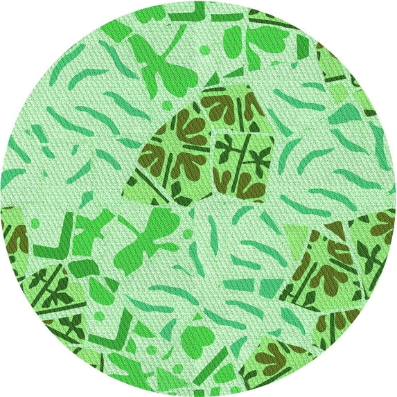Ahgly Company Indoor Round Patterned Jade Green Area Rugs, 7' Round