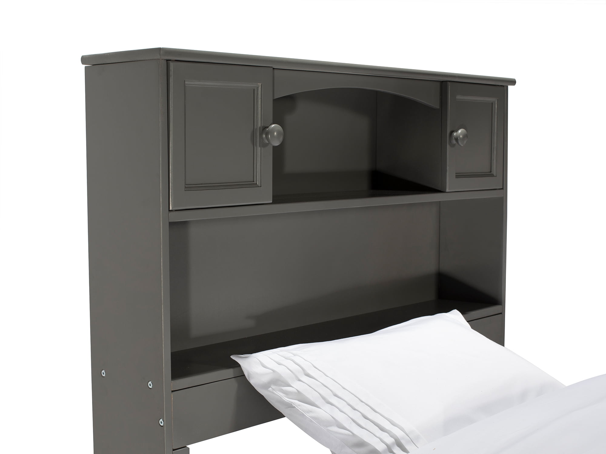 AFI Newport Twin Solid Wood Platform Bed with Footboard & 2 Storage Drawers in Grey
