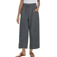 thumbnail image 1 of FNFYFH Clearance Womens Wide Leg Pants with Pockets Drawstring Cotton Linen Pant Solid Palazzo Trousers,Pink, 1 of 7