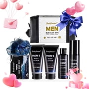 Men's Bath and Body Spa Gift Set - 7-Piece Kit with 3-in-1 Shower Gel, 2-in-1 Handmade Soap & Travel Bag - Father's Day/Birthday Gifts for Dad, Husband from Family