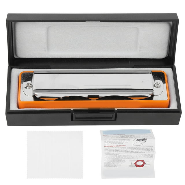 Blues Harmonica, Cadeaux de Débutant en Acier Inoxydable, Abs Résine Plaque de Laiton Imperméable à l'Eau Résistant à la Corrosion pour les Enfants Musical Orange