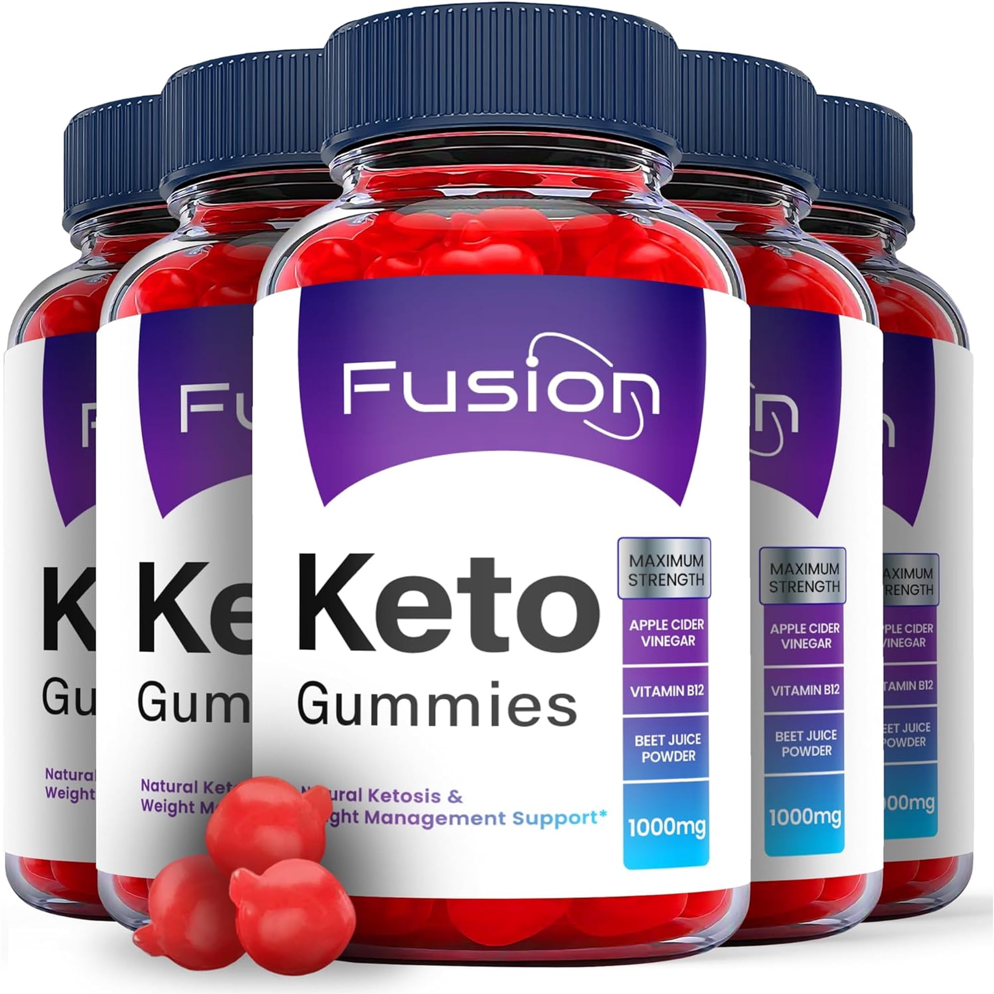 (5 Pack) Fusion Keto ACV Gummies -Apple Cider Vinegar Supplement for Weight Loss - Energy & Focus Boosting Dietary Supplements for Weight Management & Metabolism - Fat Burn - 300 Gummies