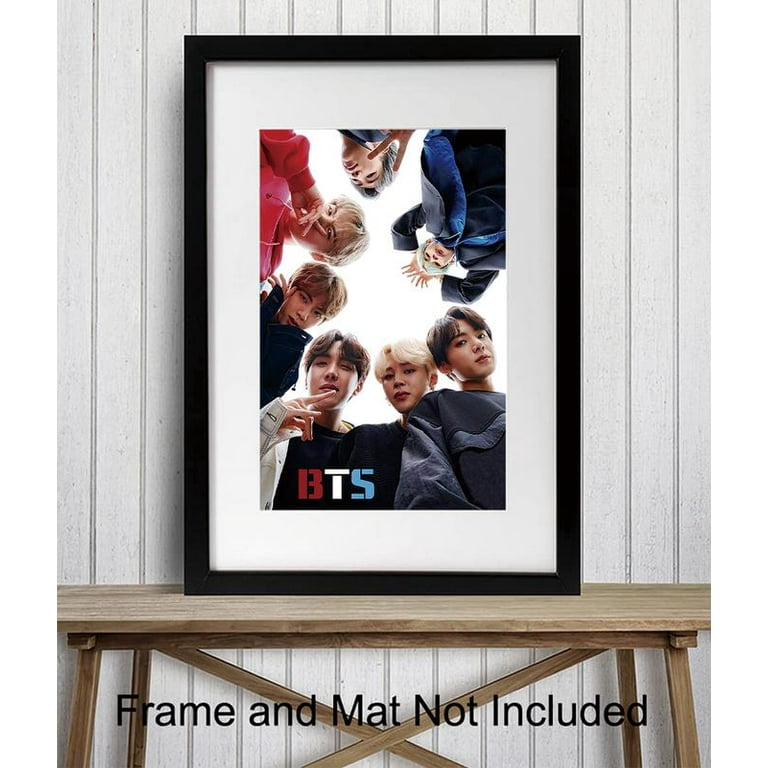 BINFA-Wall Art BTS Red, White and Blue Music Poster 12 x 18 Framed