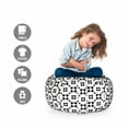thumbnail image 2 of Abstract Storage Toy Bag Chair, Geometric Shapes Crosses Squares Triangles Repeating Style Monochrome, Stuffed Animal Organizer Washable Bag, Large Size, Charcoal Grey and White, by Ambesonne, 2 of 3