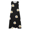 thumbnail image 4 of CHOK Robe Longue Ample Sans Manches en Coton et Lin pour Femmes, Robe d'Été Décontractée Unie, Robe de Plage avec Poches, 4 of 5
