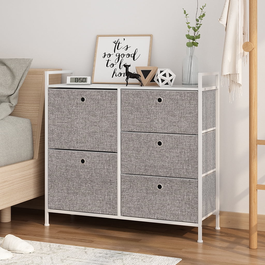 Dresser Organizer with 5 Drawers, Fabric Dresser Tower for Bedroom