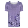 thumbnail image 4 of Tops de Manga Corta de Algodón para Mujeres Cuello Redondo Impreso Casual, Blusa de Moda para el Hogar Y el Uso Diario, 4 of 6