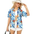thumbnail image 5 of LA LEELA Women's Button Down Blouses Casual Summer Beach Party Blouses Shirt Blouse Short Sleeve Vacation Button up Dress Hawaiian Shirts Tank Top Women XXL Crane Flower, White, 5 of 6