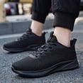 thumbnail image 2 of 2026New+Plus Size Men's Trendy Solid Woven Knit Breathable Running Shoes, Sneakers For Men's Outdoor Activities Comfy Non Slip Lace Up Durable, 2 of 9