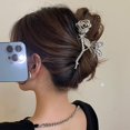 thumbnail image 3 of Clip de garra de flor Clips de pelo de rosa de metal lindo Tocado antideslizante grande Clip de garra de pelo de rosa plateada Pinzas de mandíbula de pelo largo y grueso Accesorios para el cabell, 3 of 5