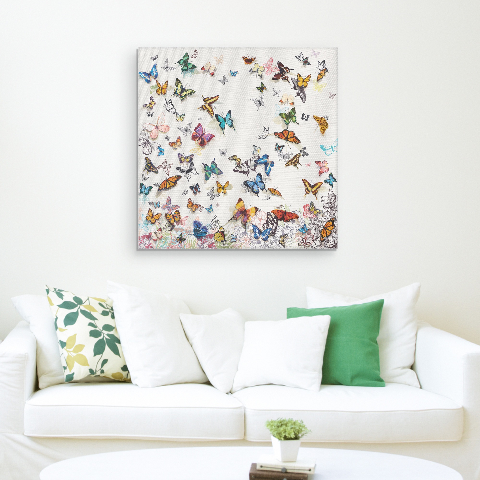 Masterpiece Art Gallery Butterfly Papillon by Allyson Fukushima Canvas Art Print 30" x 30"