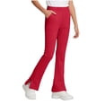 thumbnail image 2 of Pantalones de yoga acampanados de color liso para niñas, con bolsillos y cintura elástica, de poliéster, tallas medianas y grandes., 2 of 9