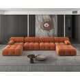 thumbnail image 5 of Sdorens Sectional Sofa,U-Shaped Modular Couch with Ottomans,Modern Velvet Sofa Set for Living Room,Orange, 5 of 12
