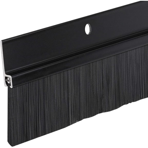 Randall Manufacturing Black Aluminum Brush Door Sweep 48 in Long for Gaps up to 2 in