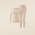 thumbnail image 2 of uublik Thermal Underwear for Women Fleece Lined Long Johns Base Layer Top Bottom Cold Weather Gear for Hunting Running Skiing, Beige, 2 of 5