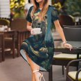 thumbnail image 3 of Balery Starry Sky Meditating Lion Vestidos sueltos de manga corta para mujer, vestidos de verano 2025, vestidos casuales de corte A con vuelo., 3 of 6