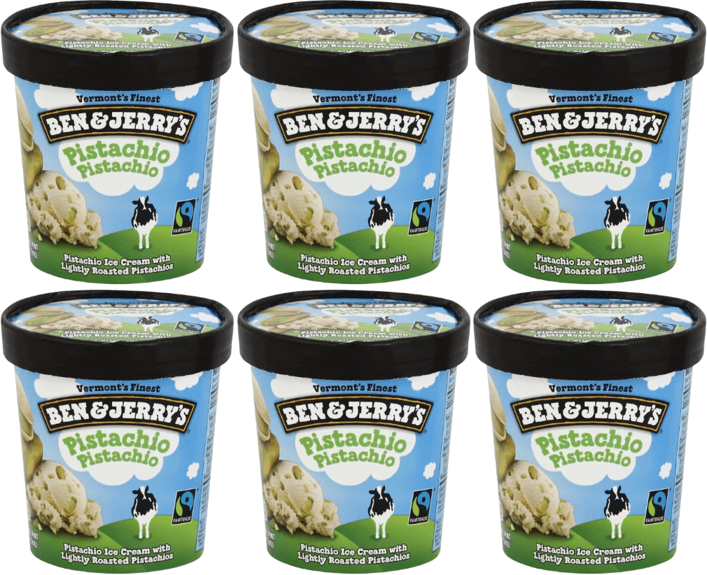 Ben & Jerry's Pistachio Pistachio Ice Cream, 16 oz. Pint, 6Pack