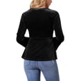 thumbnail image 3 of INSPIRAR CHIC Blusas de terciopelo de invierno para mujer, de manga larga, con escote en V, ajuste ceñido, elegante, con peplum, blusa casual, M, negra, 3 of 6