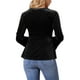 thumbnail image 3 of INSPIRAR CHIC Blusas de terciopelo de invierno para mujer, de manga larga, con escote en V, ajuste ceñido, elegante, con peplum, blusa casual, tamaño S, color negro, 3 of 6