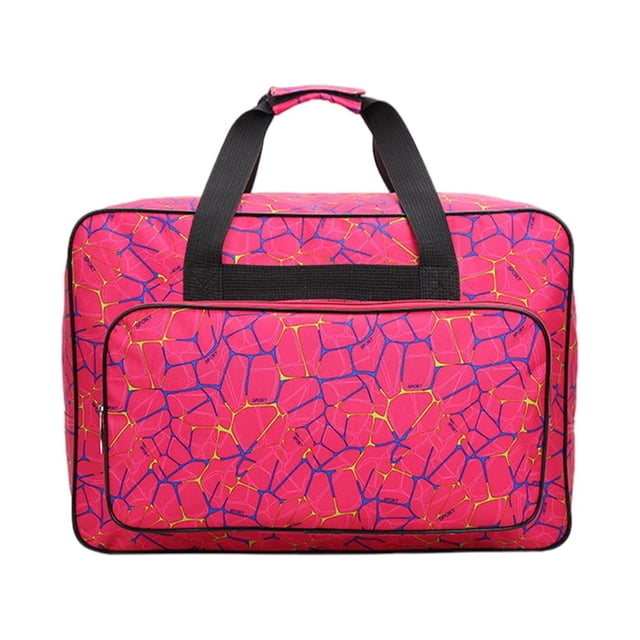 Abbracc Handbag Large Capacity Holder Portable Sewing Machine Carrying Case Pockets Rose red