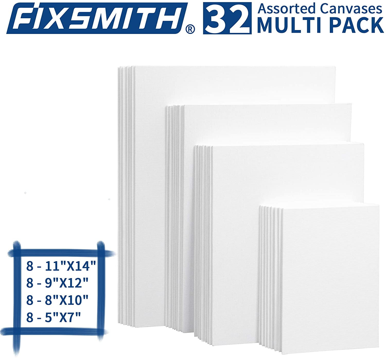 FIXSMITH Painting Canvas Panel Boards - 5x7 Inch Art Canvas,24 Pack with  FIXSMITH Painting Canvas Panels- 24 Pack Canvas Board,8x10 Inch
