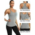 thumbnail image 5 of Attraco Women Solid Ribbed Workout Tank Tops Builting in Bra Tight Racerback Scoop Neck Sports Top, 5 of 7