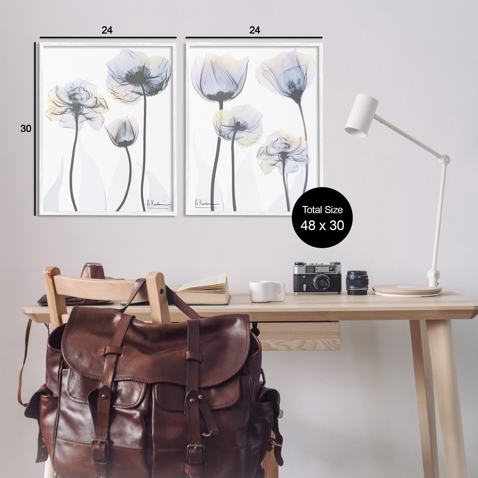 Stupell Industries Modern X-Ray Blooms Botanical & Floral Photography White Framed Art Print Wall Art, 24 x 30, Set of 2