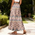 thumbnail image 5 of LWavelet Women Striped Print Maxi Skirt Elastic Waist With Pockets Casual Long Skirt Coffee XL, 5 of 5