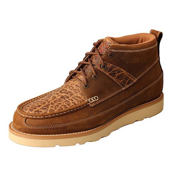 Men's Twisted X MCA0043 4" Wedge Sole Ankle Boot Distressed Saddle/Cognac Full Grain Leather