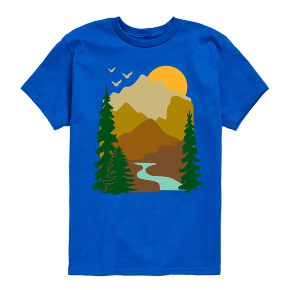Instant Message - Outdoor Mountain Scene Short Sleeve Graphic T-Shirt