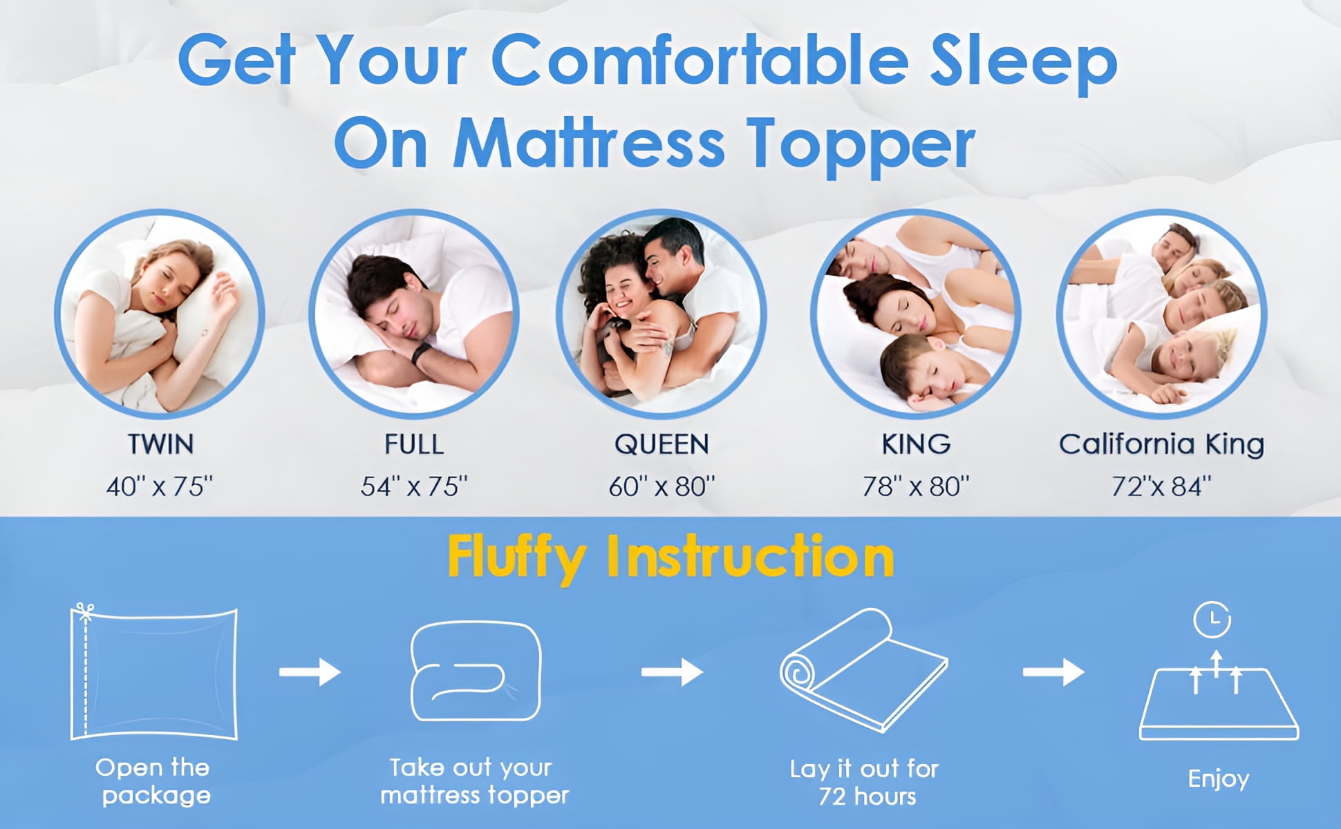 Queen Rose Mattress Topper King Cooling Plush Pillow Top Mattress Pad/Bed Topper, Hotel Quality Down Alternative Pillow Topper with Elastic band